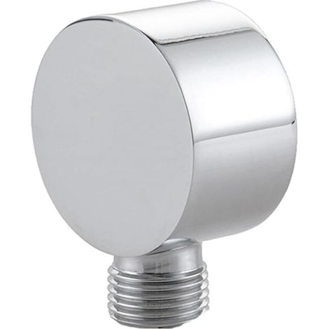 Wall Connection Elbow, Universal Wall Connection Elbow, 1/2", for Hand Shower and Shower Systems, Wall Connection Elbow (Silver White - Round) (1/5)