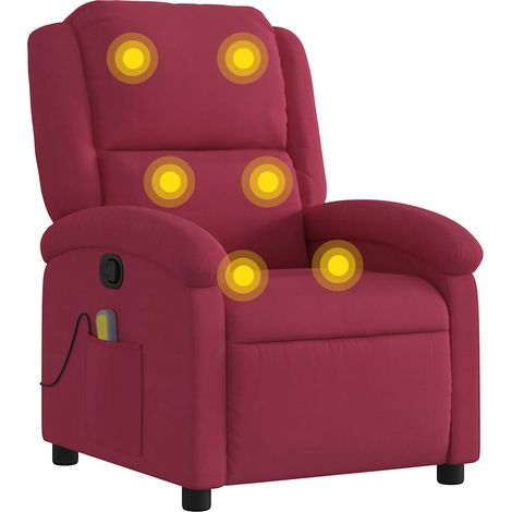 Fauteuil de Salon,Chaise,Fauteuil de massage inclinable rouge bordeaux velours CFW402523 (1/5)