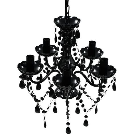 Lustre classique en cristal noir 38 x 45 cm ambiance cosy design élégant en plastique noir