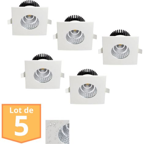 Lot de 5 spots LED étanches IP65 6W carré – Transformateur multi tensions 100-240V – Angle de faisceau 21° – Économie d'énergie – Horoz Electric (1/5)