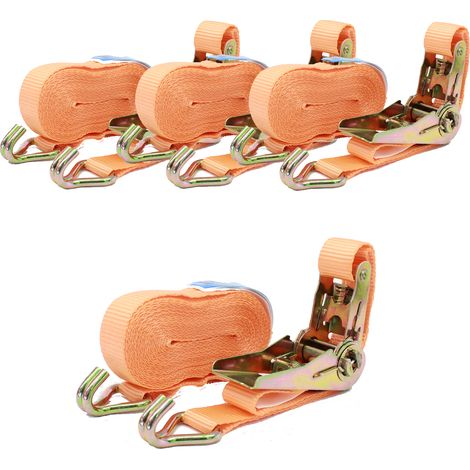 4x Profi Ratschen Spanngurt Spanngurte Zurrgurt 2-tlg 6m 0,8t 0,8to 800kg TÜV/GS ORANGE (1/2)