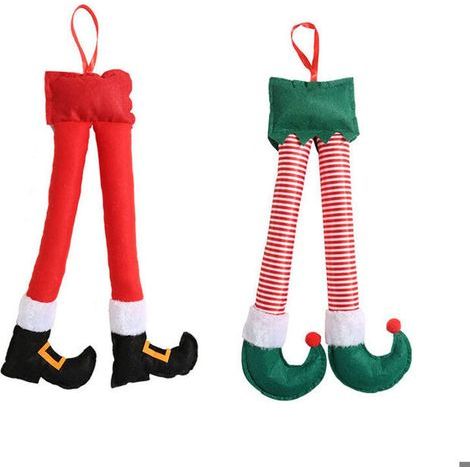 Dcoration de Nol en forme de voiture ornement suspendu style cartoon rouge et vert lot de 2 pices YYV (1/4)