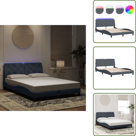 The Living Store Cadre de lit avec LED sans matelas gris foncé 120x200cm velours - Cadre De Lit - Lit Double - Lit Design - Lit Velours - Éclairage Led