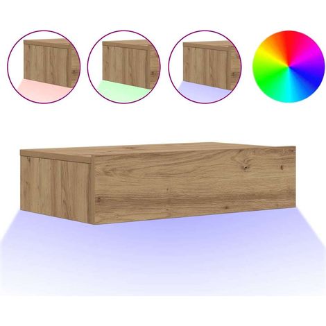 vidaXL Mueble de TV con luces LED roble artisan 60x35x15,5 cm (1/2)