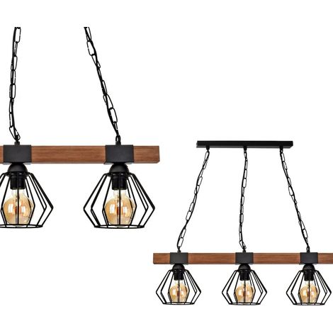 Lampadario ULF Milagro 3 luci E27 metallo/legno nero (1/4)
