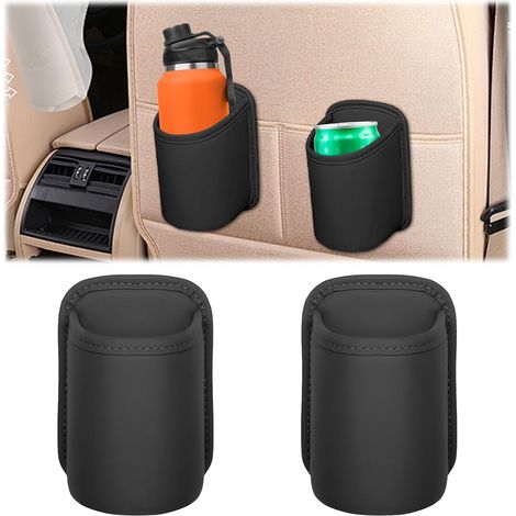 CCYKXA  Car Cup Holder, Set of 2 Leather Bottle Holders, Portable Clip-On Car Holder for Backseat, Scratch-Resistant Car Holder for Water Bottles and Drinks, Black (1/5)
