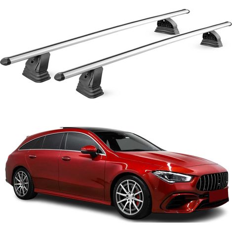OMAC Barres de toit transversales en aluminium pour Mercedes CLA Shooting Brake X118 2019-2025 – TÜV / DIN 75302:2019 – Antivol inclus – Charge max 75 kg – 2 barres – Gris (1/4)