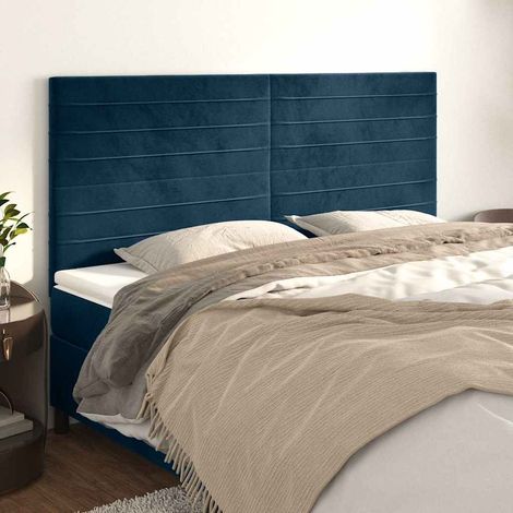 vidaXL Cabecero Terciopelo Azul Oscuro 180x5x118/128 cm (1/5)