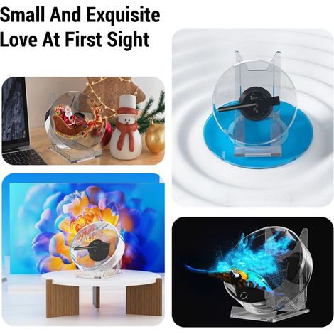3D-Hologramm-Ventilator, 11-cm-LED-Hologramm-Projektor, tragbares Desktop-Werbegerät, augenfreies Stereo-Display, eingebauter Lautsprecher (transparent) (1/5)