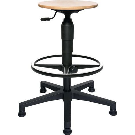 Sgabello girevole con rotelle in faggio altezza seduta 540-800 mm