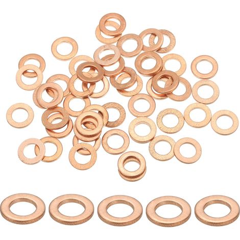 Joint Cuivre M5, 50 Pièces 5mm ID 9mm OD 1mm D'Épaisseur Rondelle Plate Métrique pour Vis Boulon Bouchons de Carter de Vidange (1/5)