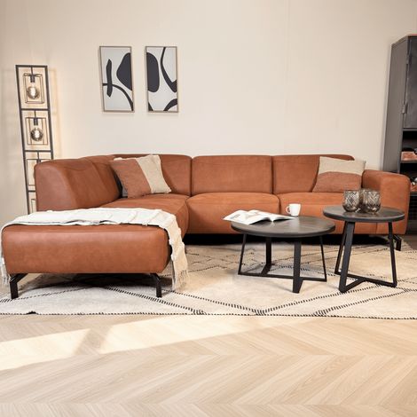 Industriell Ecksofa Ecoleather Cognac Barin – Links