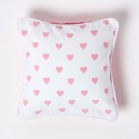 HOMESCAPES Cotton Pink Hearts Cushion Cover, 30 x 30 cm