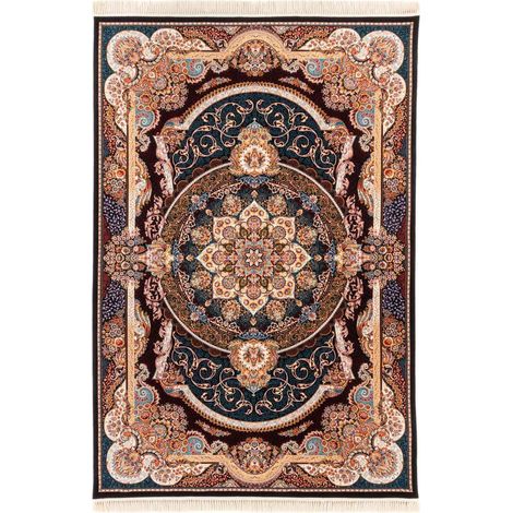 Tapis persan Aime  - 150x100cm, Rectangular - 100% Acrylique - Tissé - Bleu foncé