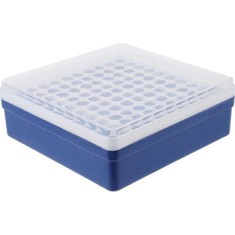 Reagenzglashalter, Aufbewahrungsbox für Probenröhrchen, wiederverwendbarer Reagenzglasorganizer, Laborreagenzglaskoffer (100 Fächer) – 14,50 x 14,50 x 5,50 cm (1/4)