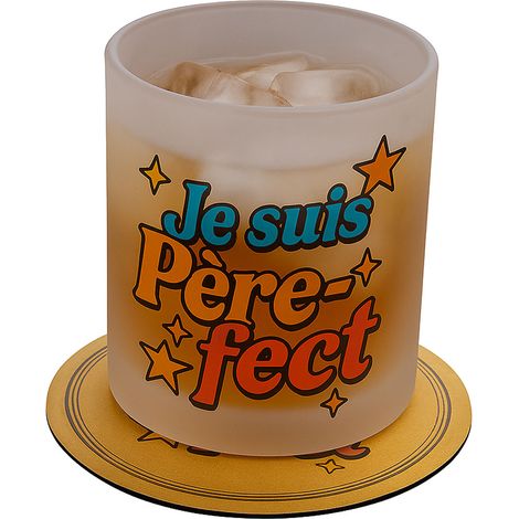 Verre avec sous-verre Je suis Père-fect (1/4)