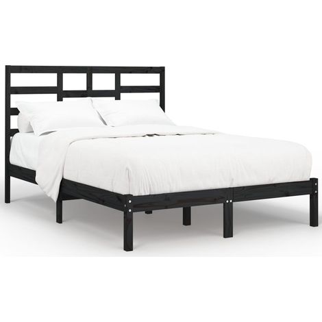 Maison Exclusive - Massivholzbett Schwarz 140x190 cm