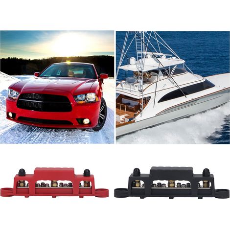 1 Paar Batterieklemmenblöcke für Wohnmobile und Yachten mit Schraubklemmen Nr. 8 bis 10 + 3-polige Sammelschienen 3x1/4" (YC102087) (1/5)