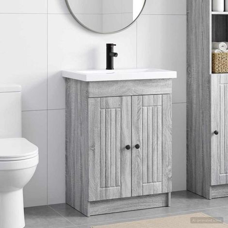 Juego de muebles de baño  gris 56 x 37,5 x 81 cm