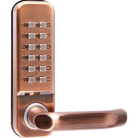 Serrure à code mécanique étanche, combinaison de code à 1 à 11 chiffres Mot de passe de sécurité Serrure codée Serrure de porte à combinaison mécanique sans clé pour porte de bureau en bois,Cuivre rou