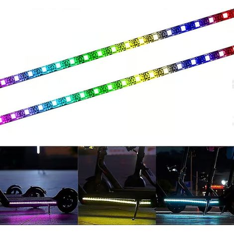 Bande lumineuse LED pour trottinette électrique, lot de 2, pliable, colorée, étanche, pour la sécurité et la décoration de skateboards Xiaomi. Accessoires pour vélo de nuit. (1/5)