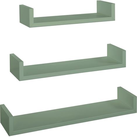Set 3 mensole parete verde acqua scaffale salotto soggiorno camera moderno Calamita