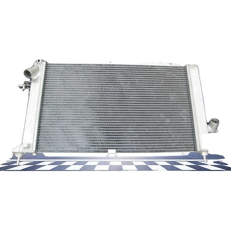 Radiador de aluminio, tamaño del núcleo 600 mm x 370 mm x 36 mm, tamaño total 840 mm x 400 mm x 115 mm, salida superior 35 mm, salida inferior 35 mm, 2 filas. (1/5)