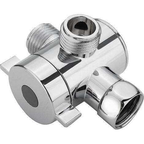 Adaptateur en T à 3 voies de 1/2 pouce, robinet inverseur, pommeau de douche réglable, accessoire de salle de bain (1/4)