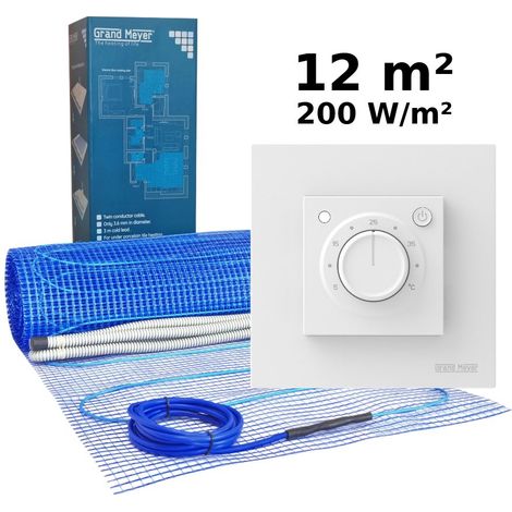 Kit de calefacción por suelo radiante 12 m², 200 W/m² + MST-9 termostato