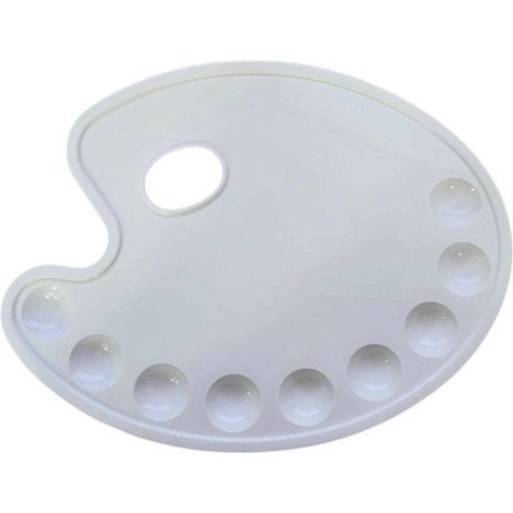 Palette en plastique - Ovale - 28x22cm - 9 compartiments - Toutes peintures