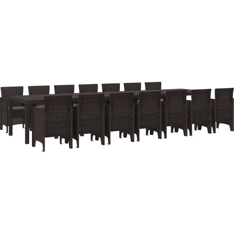 Maison Exclusive - Set da pranzo da giardino con cuscini 15 pz Marrone PP (1/5)