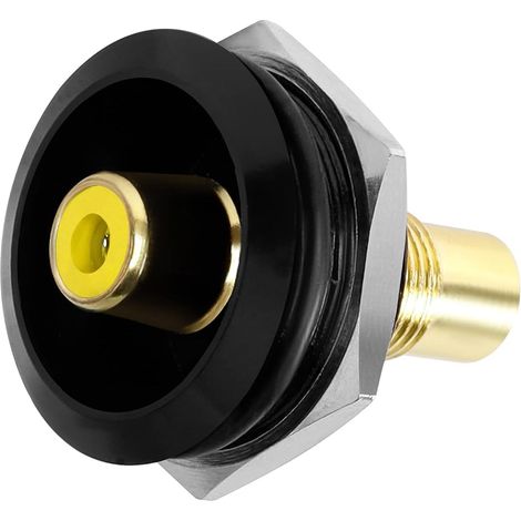 Plaqué or RCA Encastré Fixation filetée rond Adaptateur RCA femelle vers femelle panneau Montage AV Connecteur, Pour audio,vidéo,TV, phono,haut-parleur,câbles RCA,amplificateur, Jaune (1/5)