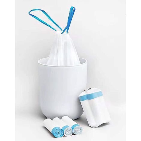 Petit sac poubelle, sacs à ordures de 1,2 gallon, doublures de poubelle de salle de bain pour chambre à coucher, cuisine, 80 unités, rétractable automatiquement, blanc (1/4)