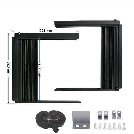 Panneau d'étanchéité pour Climatisation de Fenêtre, Plaque Isolante Extensible pour Volets Roulants et Fenêtres, Protection contre le Vent et la Poussière, Noir, Petit Modèle (Emballage Sac) (1/5)