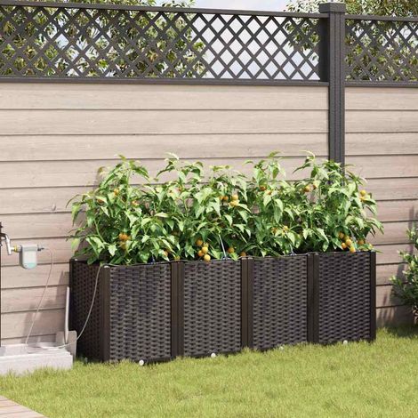Garten-Pflanzgefäß 4 pcs Braun Kunststoff (1/5)
