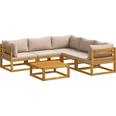 Ensemble de Canapés 6 pc Naturel bois – mobilier de jardin