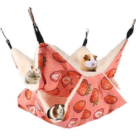 Hammock Pour Petit Animal - Double Couche En Coton Et Peluche Courte - Idéal Pour Hamster Ferret Cobaye Perroquet - 1 Pièce (1/5)