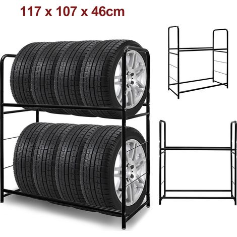 TolleTour Scaffale Portapneumatici per 8 Pneumatici, 2 Livelli Regolabili in Altezza, Portata 180 kg con Copertura, Garage Officina (1/5)