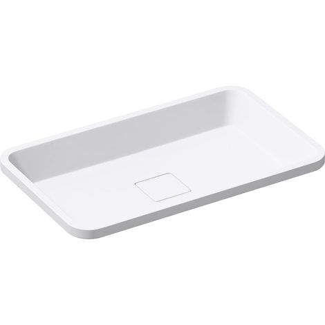 Mai & Mai Lavabo da Incasso 53x33x10.5cm, Lavandino Bagno da Appoggio Rettangolare Colossum104 da Minerale Fuso, Bianco Opaco