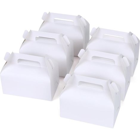 Pack of 30 White Cardboard Gift Boxes for Parties, Cardboard Cake Boxes 16.3 x 9.5 x 8 cm with Handle and Foldable, Candy Packaging and Snack Packaging for Birthdays, Weddings, Christmas, Party (1/5)