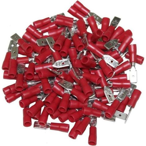 Terminales eléctricos planos macho rojos aislados para crimpar, paquete de 4,7 g