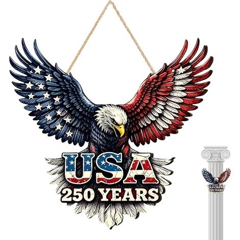 Pancarte De Porte Pour Le 4 Juillet Panneau Américain 2D 250e Anniversaire Décorations De Porte Memorial Day Pour Salon, Chambre, Entrée, Bureau, Mur, Porche, Patio, Cour, Jardin, Extérieur (1/5)