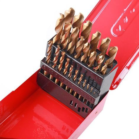 25 Pièces Foret Metal Hélicoïdaux, Ø 1-13 Mm Kit De Foret Bois, Meche A Bois, Coffret De Forets En Acier Rapide, Pour Perceuse Et Perceuse À Bois Or (1/5)