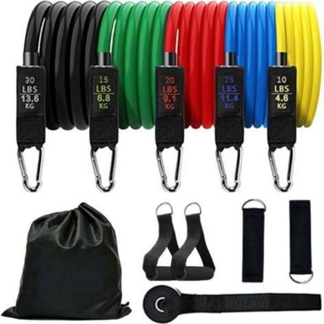 Elastique Musculation, Lot de 5 Elastique Sport, Élastiques de Musculation avec Poignées, Bandes de Résistance, pour le (1/5)