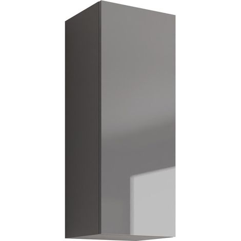 Armario de pared Vilrin VI, Gris + Gris brillante, 90x35cm, Número de puertas: 132cm, Aglomerado laminado, MDF