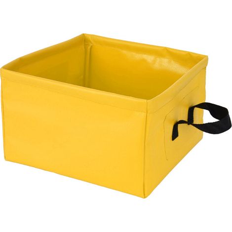 Seau pliable imperméable 13L jaune, seau de camping portable à replier pour voyage randonnée, sans fuite, pliable et léger (1/5)