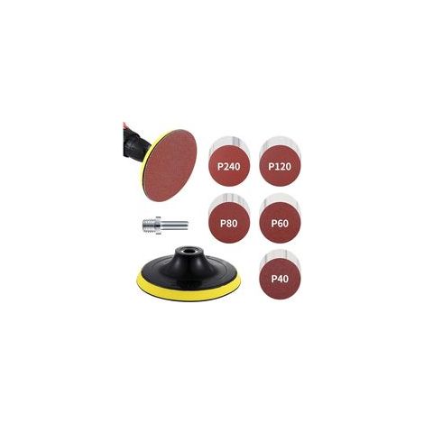 Kit de discos de papel de lija, almohadilla de lijado M14 de 125 mm, 50 piezas de papel de lija de grano 10x40/60/80/120/240, apto para lijadoras.
