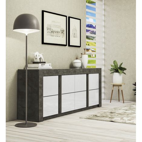 CREDENZA MOD. CAPRI CM 210X46 H. 86 ACCIAIO OSSIDO E BIANCO LUCIDO