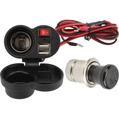 Chargeur double USB pour moto, prise allume-cigare multifonctionnelle DC12-24V avec interrupteur pour ATV (1/5)