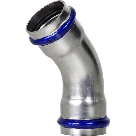 Press-Bogen 45° - 35 mm - für Edelstahlrohre - DVGW-zertifiziert - für V-Kontur